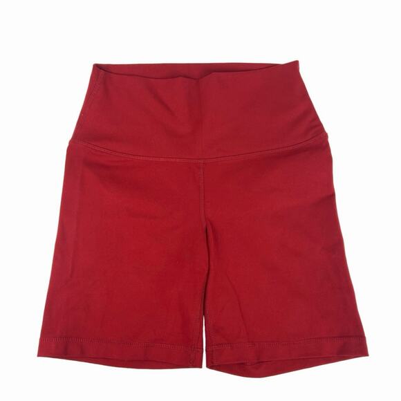 Yogalicious Red High Waisted Pull On Stretch Logo Athletic Bike Short Size M - Picture 1 of 3